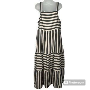 Knox Rose Black and White Striped Maxi Dress